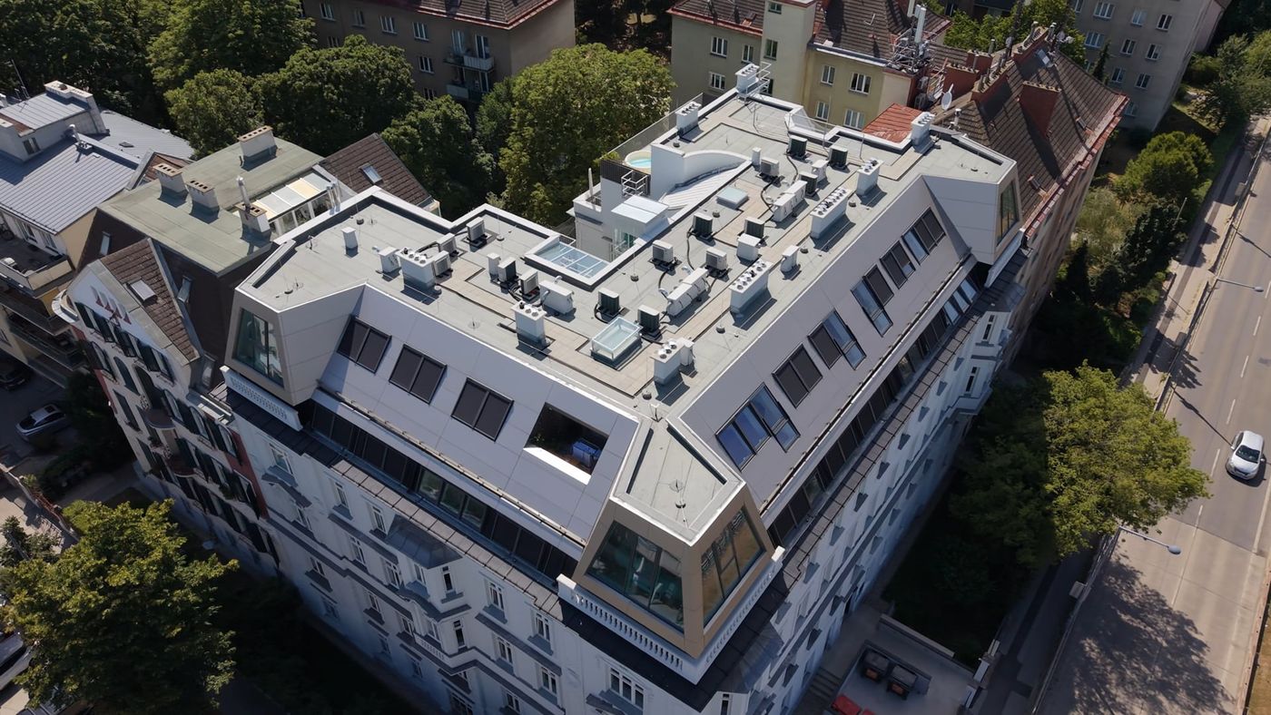 Wohnhaus am Hietzinger Kai aus der Luft