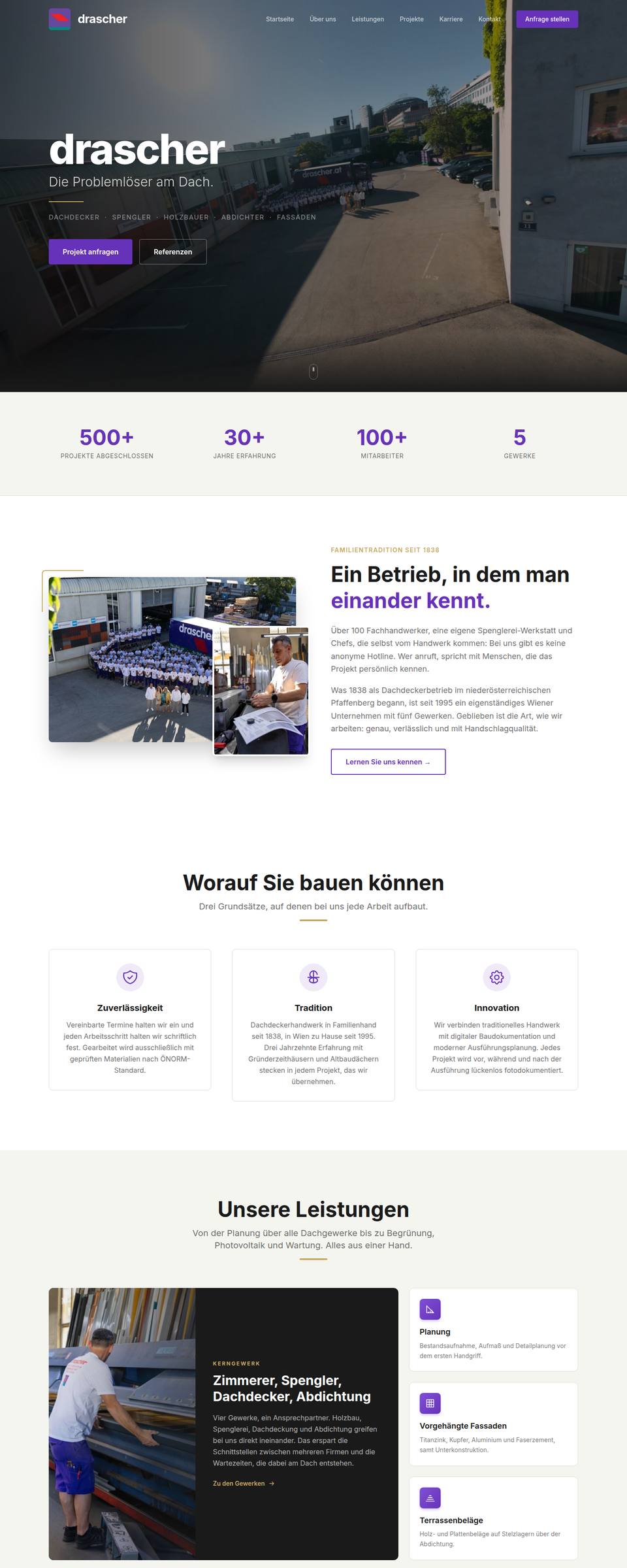 Website der Dachdeckerei Drascher